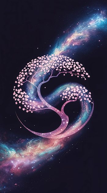 Sakura Nebula Emblem — Japanese Logo, galaxy, nebula HD phone wallpaper
