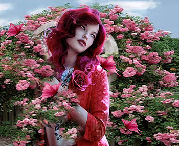 Pink Blush, floral, artistic, butterflies, creative, vivid, bold, female, stunning, model, breathtaking, roses, gorgeous, girl, feminine, beautiful, woman, pink, pretty, bright colors, flowers, women, lovely HD wallpaper