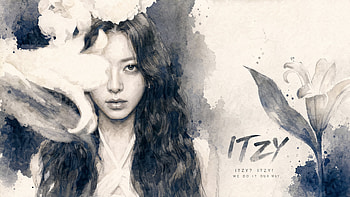 ITZY — Ink-Washed Muse, Woman, Portrait, Watercolor, Flower HD wallpaper