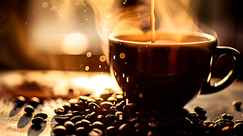 Warm Coffee Moments: Ultra, coffee, cup, steam, beans, Warm HD wallpaper