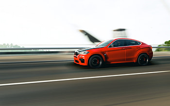 BMW X6 M, Forza Horizon 5, poster, promo materials, orange BMW X6M, German cars, BMW HD wallpaper