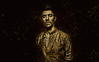 KSHMR, yellow glitter art, black background, American DJ, KSHMR art, Niles Hollowell-Dhar, American musician HD wallpaper