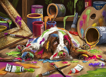 A piece of art, dog, paint, funny, caine, art HD wallpaper