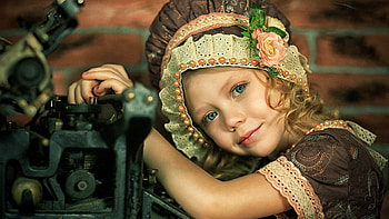 in the , girl, hat, child, flower HD wallpaper
