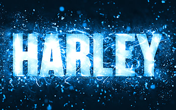 Happy Birtay Harley, , blue neon lights, Harley name, creative, Harley Happy Birtay, Harley Birtay, popular american male names, with Harley name, Harley HD wallpaper