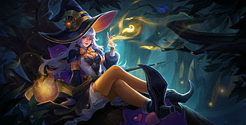 Witch, blue, girl, purple, halloween, cindy feng, fantasy, luminos, hat HD wallpaper