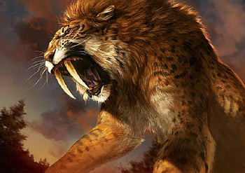 'Prehistoric sabre-tooth tiger'....., sabre tooth tiger, animals, prehistoric, cats, tigers, wild HD wallpaper