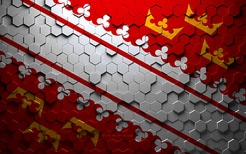 Flag of Alsace, honeycomb art, Alsace hexagons flag, Alsace, 3d hexagons art, Alsace flag HD wallpaper