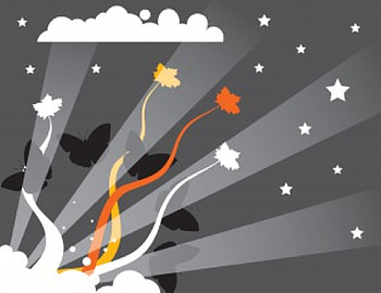 Artistic Vector, burst, clouds, flowersbutterflies, sky, stars HD wallpaper
