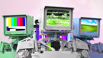 Chiptos X 3D Robot CRT TV Head Monitor NFT Background Pastel HD wallpaper