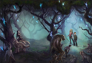 Wolfs, Fantasy, Children, Forest, Creatures, Astonishment, Surprise HD wallpaper