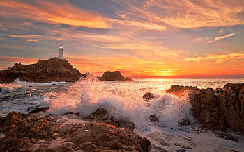 Ocean Sunset, Nature, Sunset, Ocean, Sky HD wallpaper