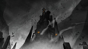 Black and white, castle, A Blind Legend HD wallpaper
