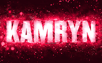 Happy Birtay Kamryn, , pink neon lights, Kamryn name, creative, Kamryn Happy Birtay, Kamryn Birtay, popular american female names, with Kamryn name, Kamryn HD wallpaper