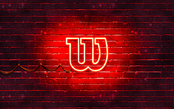 Wilson red logo, , red brickwall, Wilson logo, brands, Wilson neon logo, Wilson HD wallpaper