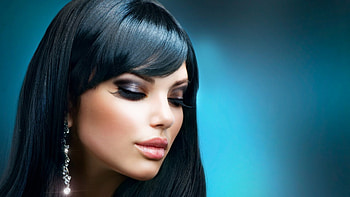 Beauty, blue, brunette, ladies, people HD wallpaper