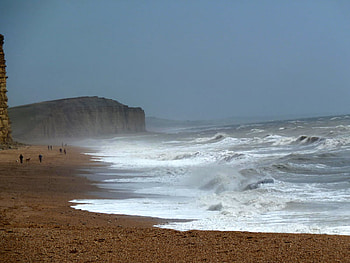Rough Sea at West Bay Dorset, sea, westbay, dorset, surf, beach HD wallpaper