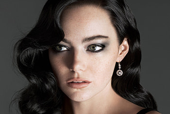 Emma stone, beautiful face, dark hair HD wallpaper