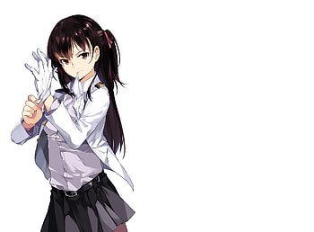 Anime, Kantai Collection, Admiral (Kancolle), Belt, Brown Eyes, Brown Hair, Glove, Long Hair, Skirt, Smile HD wallpaper