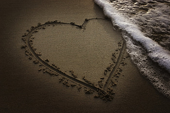 Water, Sand, Love, Shore, Bank, Foam, Heart HD wallpaper