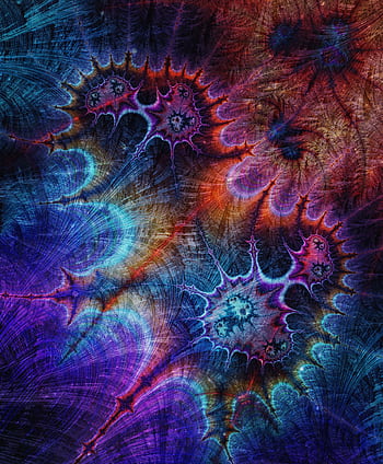 Vibrant fractal design with intricate patterns and vivid colors. HD phone wallpaper
