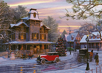 Snow, Street, Christmas, Artistic, Painting, Car, Christmas Tree, Vintage HD wallpaper