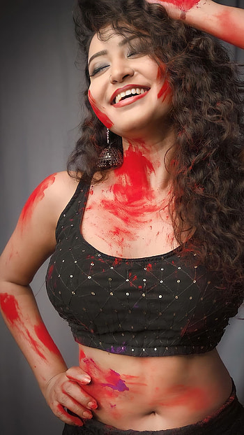 Sayani Pradhan, model, navel, happy holi HD phone wallpaper