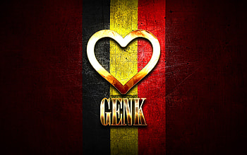 I Love Genk, belgian cities, golden inscription, Day of Genk, Belgium, golden heart, Genk with flag, Genk, Cities of Belgium, favorite cities, Love Genk HD wallpaper