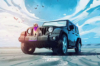 Doggo Ready For Adventure, artist, artwork, artstation HD wallpaper