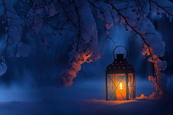 winter, lantern, abstract, light HD wallpaper