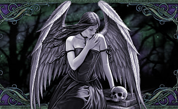 Angel, gothic, wings, fantasy, skull, girl, anne stokes HD wallpaper