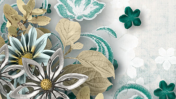 Flowers Abstract, bisque, floral, aqua, cyan, paper, collage, leaves, abstract, tan, flowers, fleurs HD wallpaper