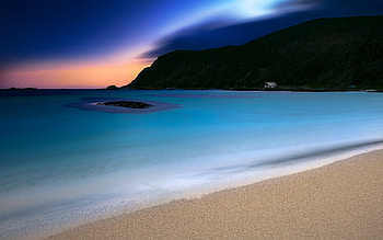 Beach, sunset, sea, Norway HD wallpaper
