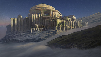 Enchanted Fortress: A Fantasy City in Misty Twilight, fantasy, city, fantasy city HD wallpaper