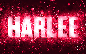 Happy Birtay Harlee, , pink neon lights, Harlee name, creative, Harlee Happy Birtay, Harlee Birtay, popular american female names, with Harlee name, Harlee HD wallpaper