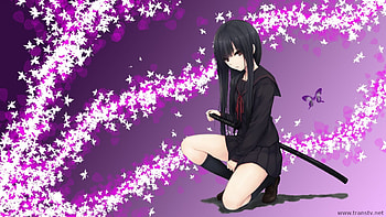 Katana Girl, School Uniform, Anime, Katana, Girl HD wallpaper