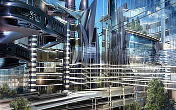 cidade do futuro, futurista, cidade, anime, fantasia HD wallpaper