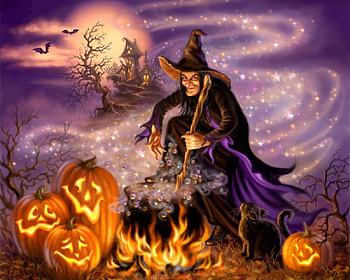 All Hallows Eve, cauldron, attractions in dreams, weird things people wear, paintings, witch, pumpkins, jack-o-lantern, love four seasons, halloween, holiday, fantasy HD wallpaper