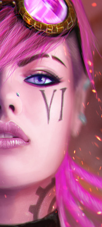 Vi, eye, nose, league of legends, lol, violet, girl, arcane HD phone wallpaper