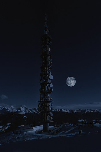 Universe, Night, Moon, Tower, Station, Satellites HD phone wallpaper