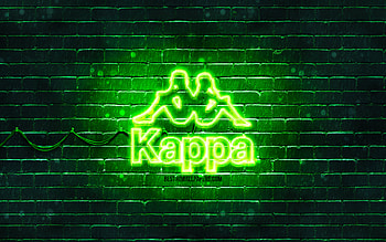 Kappa green logo, , green brickwall, Kappa logo, brands, Kappa neon logo, Kappa HD wallpaper