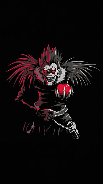 Death note, apple, amoled, character, dark , Dragonball, ryuk, deathnote, anime HD phone wallpaper