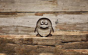 QQ wooden logo, , wooden backgrounds, social networks, QQ logo, creative, wood carving, QQ HD wallpaper