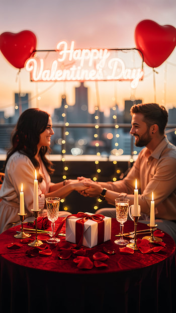 Neon Romance: Happy Valentine's , Valentine's Day, couple, gift HD phone wallpaper