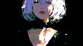 2B – Glitch Elegance (NieR: Automata), YoRHa No.2 Type B, Anime, Cyberpunk HD wallpaper