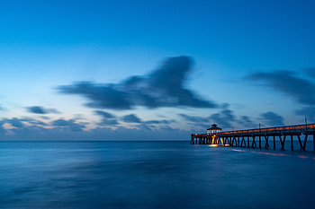 Nature, Water, Sea, Twilight, Clouds, Pier, Dusk HD wallpaper
