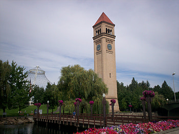Spokane Park, bridge, spokane, flowers, park HD wallpaper