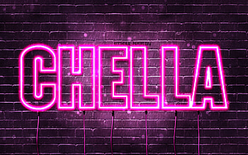 Chella, , with names, female names, Chella name, purple neon lights, Chella Birtay, Happy Birtay Chella, popular italian female names, with Chella name HD wallpaper
