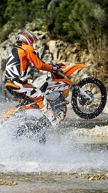 Ktm Live, Water, Stunt, Bike HD phone wallpaper