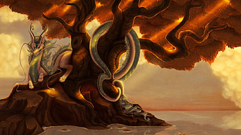 •ღ✿ღ•, dragon, fantasy art, art, fall HD wallpaper